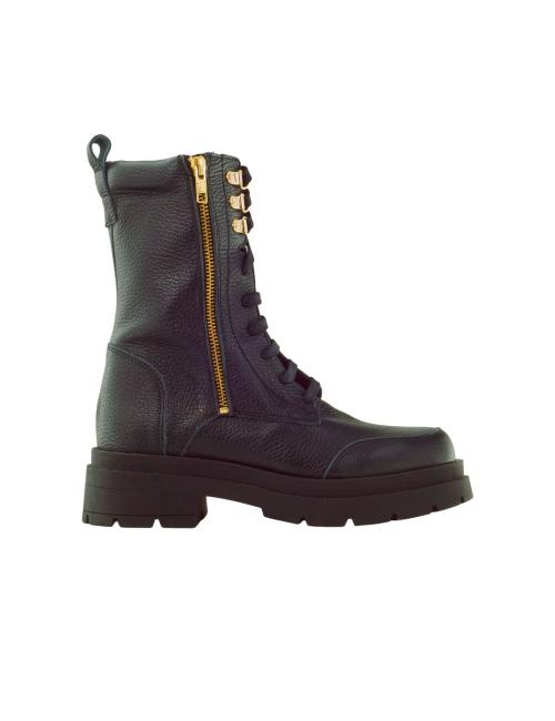 CLAUDIA BOTA MILITAR CREMALLERA PIEL NEGRA MUJER