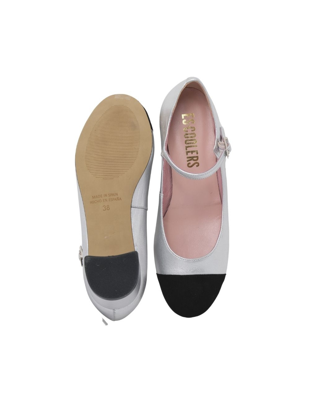 ZAPATO DE TACON MARY JANE PUNTERA ESCOOLERS JANE E2330 PIEL METALIZADA SATURNO