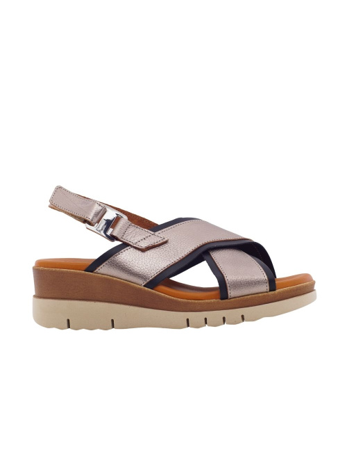 ESCOOLERS SANDALIA TEFNUT CUÑA PIEL TIRAS CRUZADAS CIERRE VELCRO MUJER