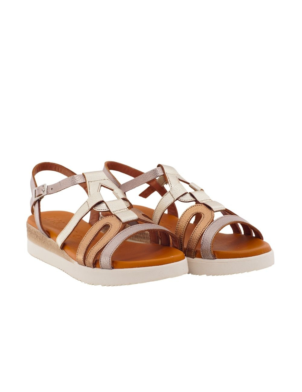 ESCOOLERS SANDALIAS QEBEHUT CUÑITA TIRAS PIEL HEBILLA MUJER