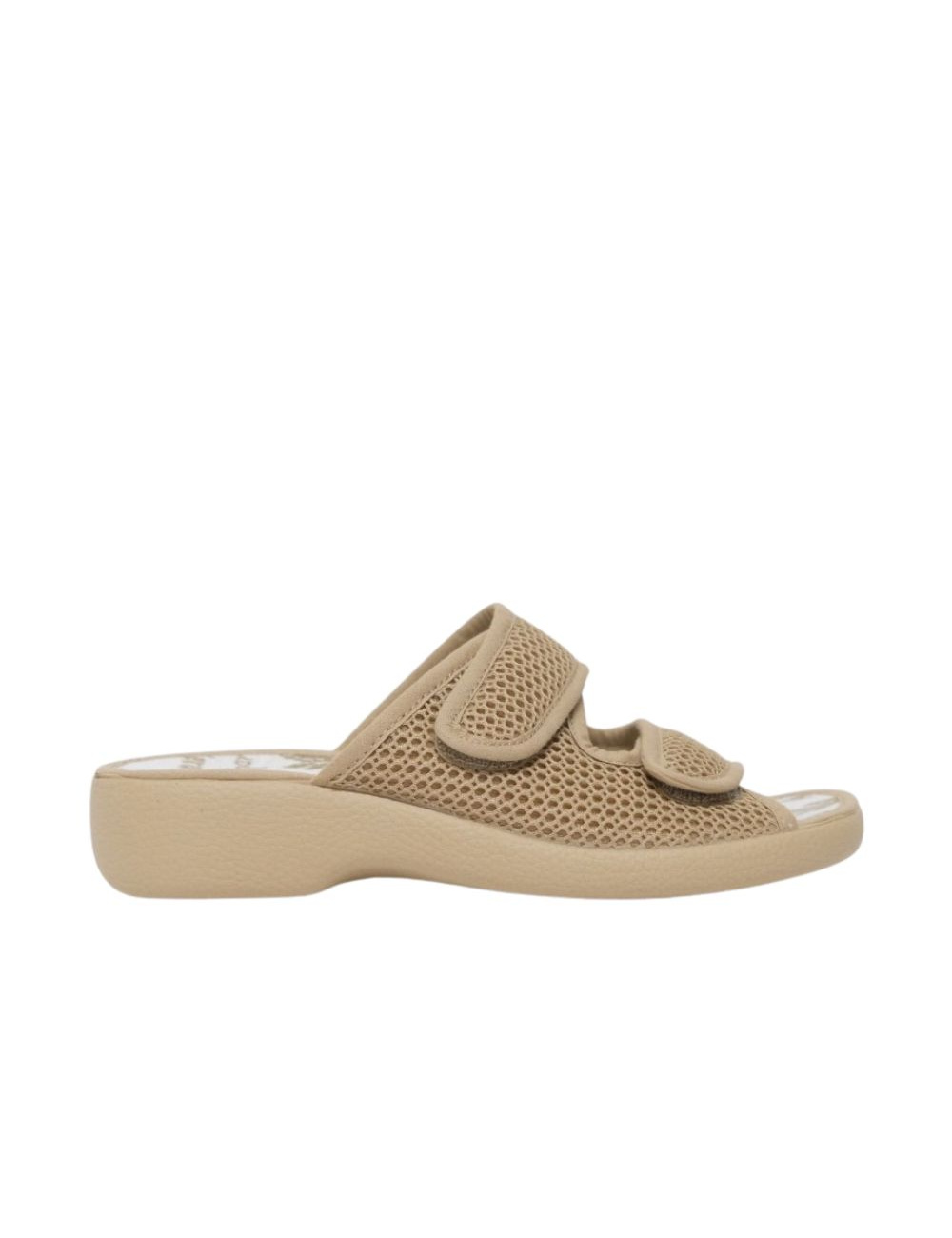 Zapatilla casa mujer doble velcro cuña de goma
