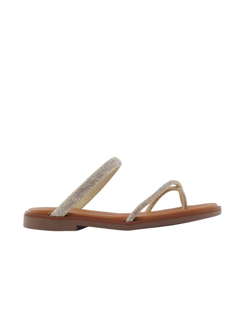JORDANA SANDALIA ESCLAVA TIRAS BRILLOS PIEL PLANA MUJER 4279