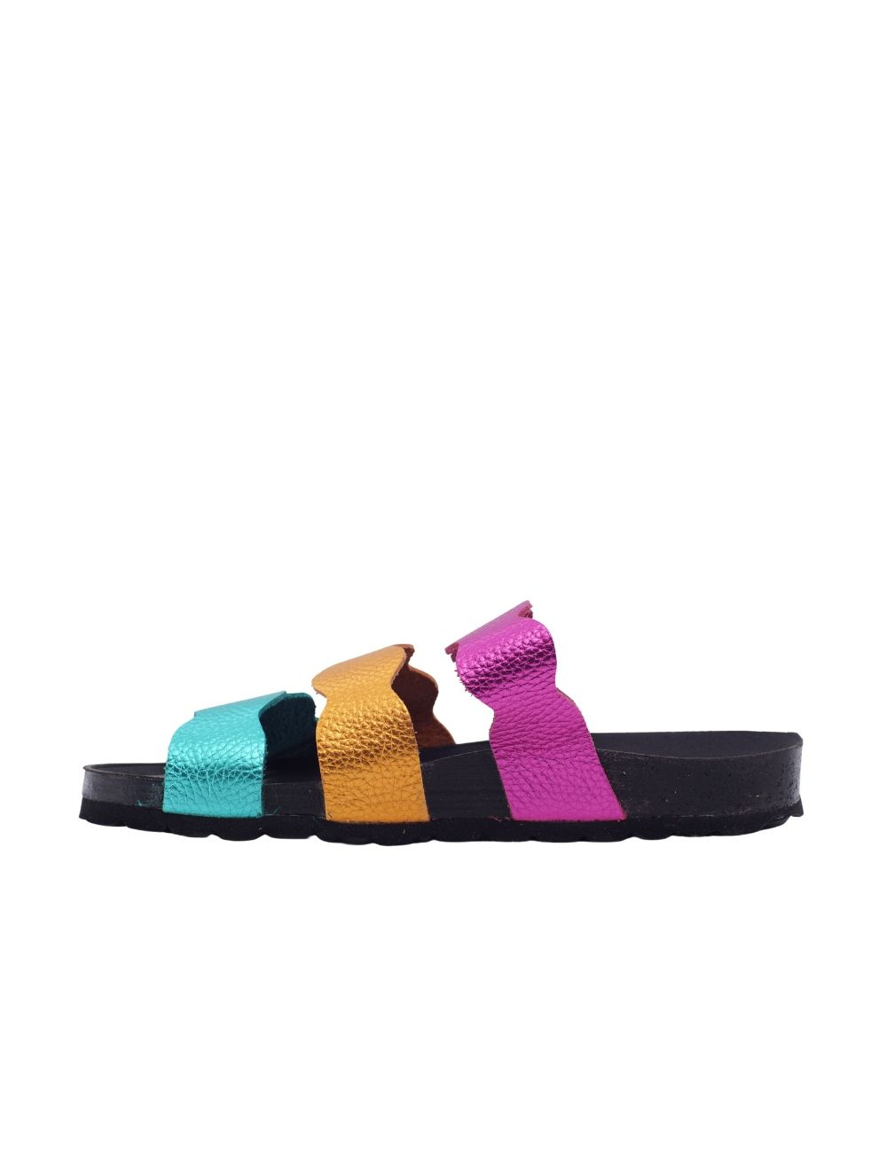 ESCOOLERS SANDALIA PIEL METALIZADA TIRAS MULTICOLOR E003 MARBELLA